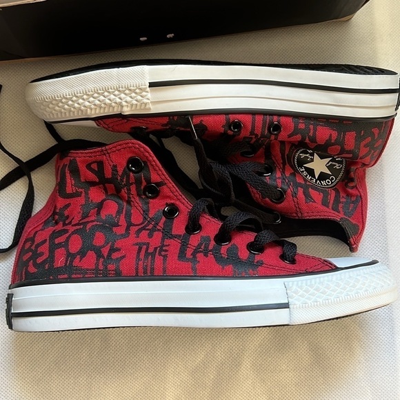 NEW!!! Unisex Converse High Top Chuck Taylor All Star Hi Top Rock Script Red - Picture 3 of 11